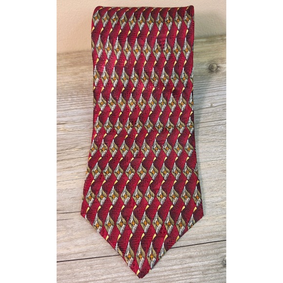 Corporate Image by Tom James Other - Tom James Corporate Image Silk Tie Mens Burgundy Geometric Diamond Red Tie USA